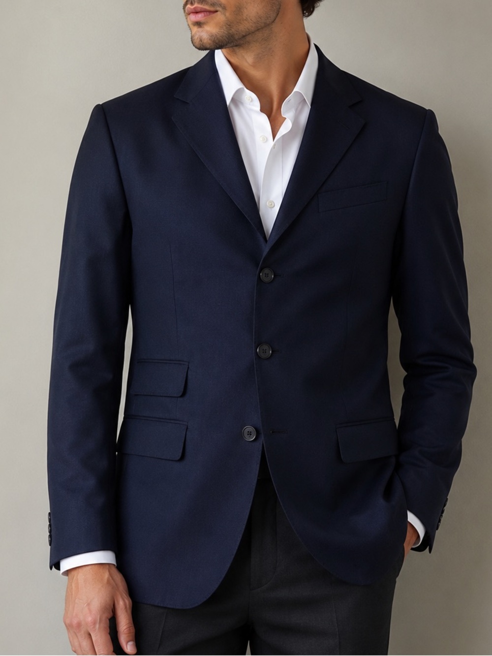 Loro Piana Super 100’s Tasmanian Wool Italian Blazer Navy TG 46 Made in Italy